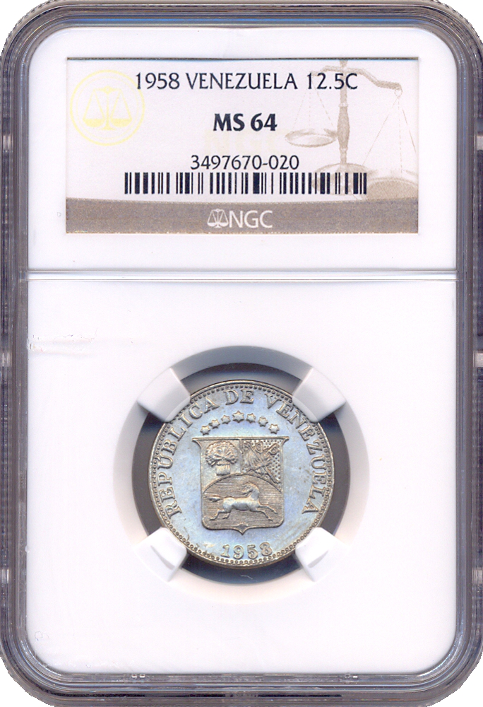 Moneda 12½ Céntimos - Locha 1958 Cápsula NGC MS 64  - Numisfila