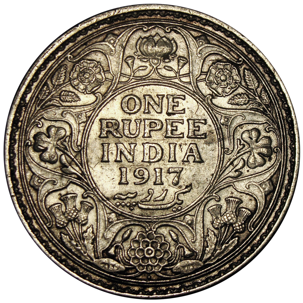 Moneda Plata India 1 Rupee 1917 George V - Numisfila