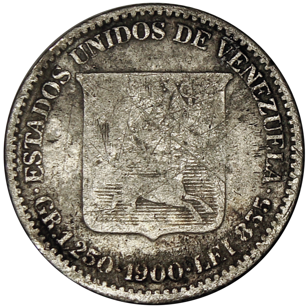 Moneda 25 Céntimos 1900 Medio - ¼ Bolívar - Numisfila