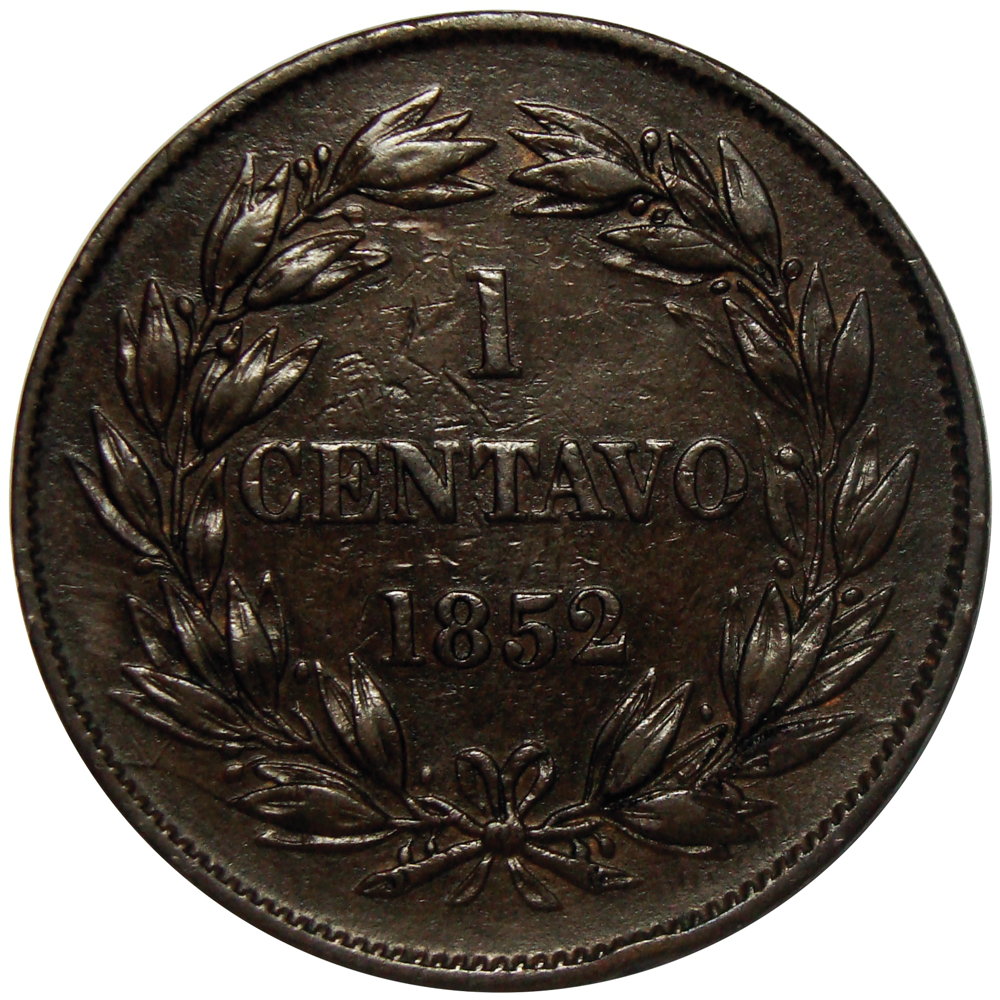 Moneda Centavo Monaguero 1852 Libertad No Heaton 30.5 mm  - Numisfila