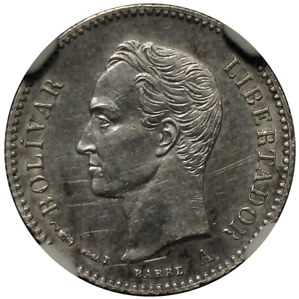 Medio 1894 - ¼ de Bolívar Cápsula NGC AU DETAILS Moneda Plata   - Numisfila
