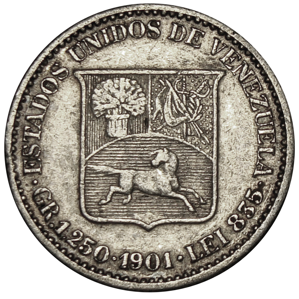 Escasa Moneda ¼ Bolívar - Medio 1901 - Numisfila