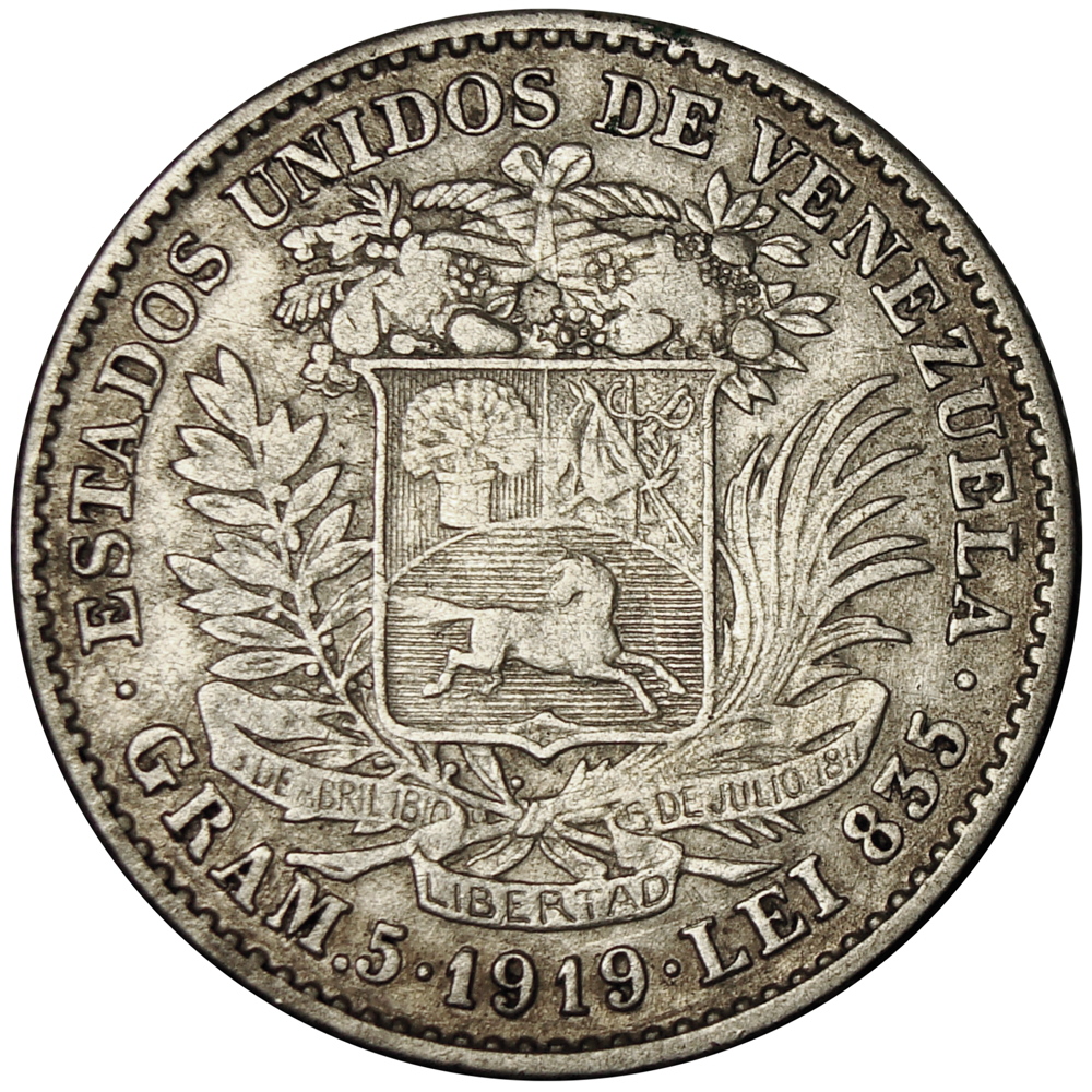 Moneda de Plata Bolívar 1919 - Numisfila