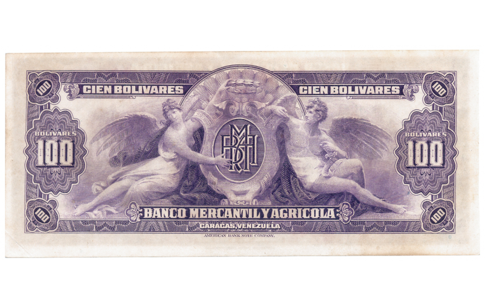 Billete Banca Privada 100 Bolívares Banco Mercantil y Agrícola Remainder  - Numisfila