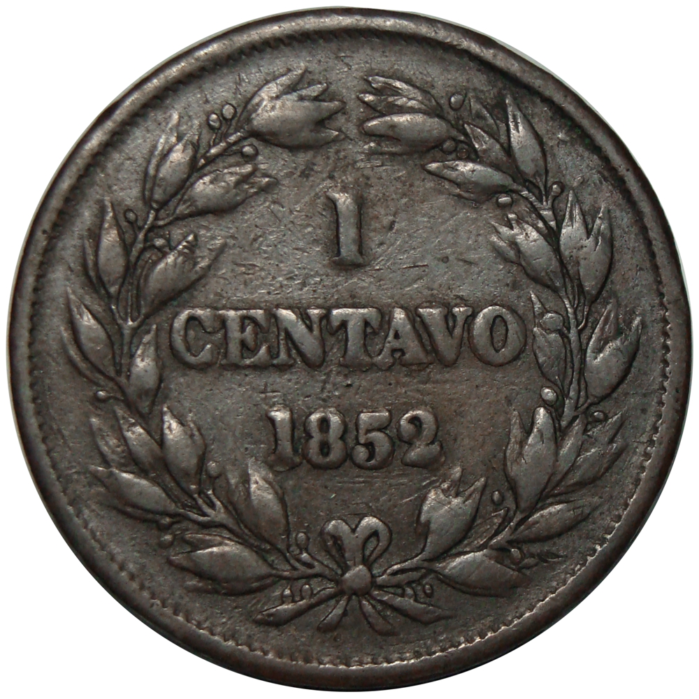 Moneda Centavo Monaguero 1852 Libertad No Heaton 30.5 mm  - Numisfila