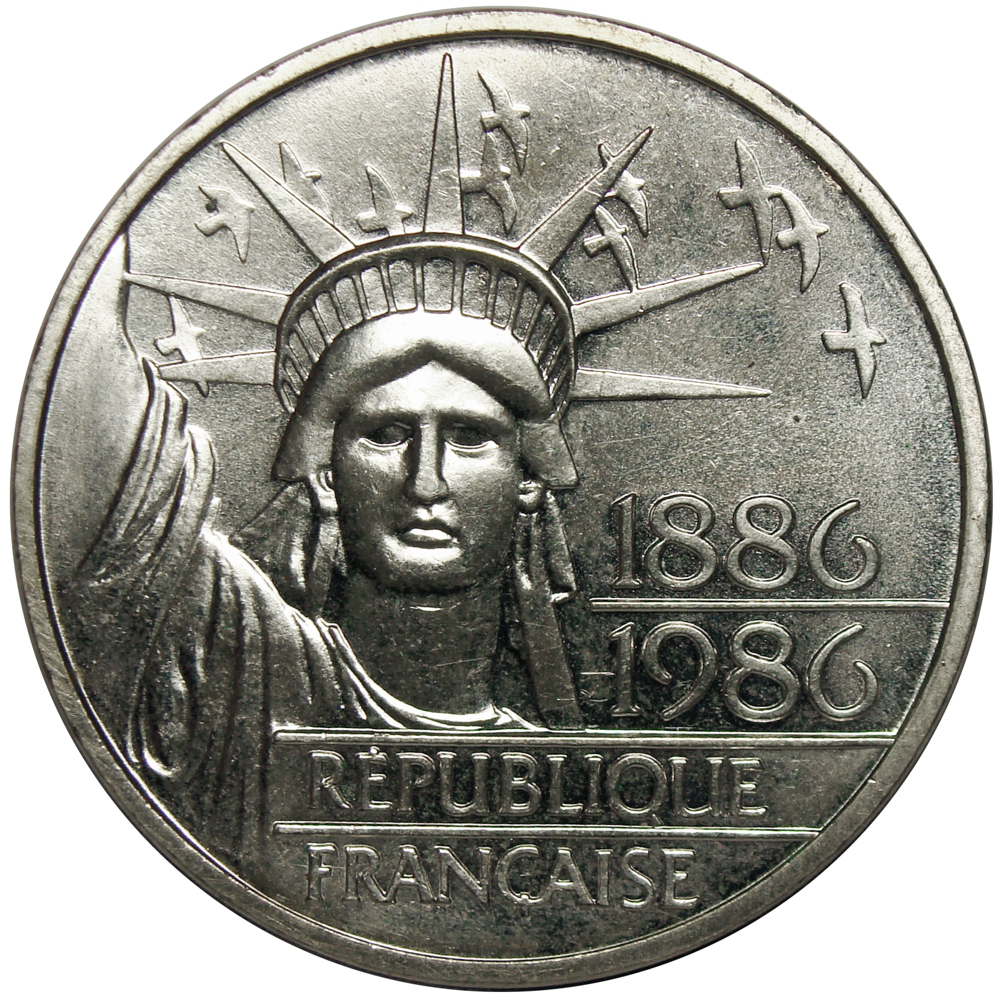 Moneda de Plata Francia 100 Francos 1986 Piefort Estatua de la Libert - Numisfila