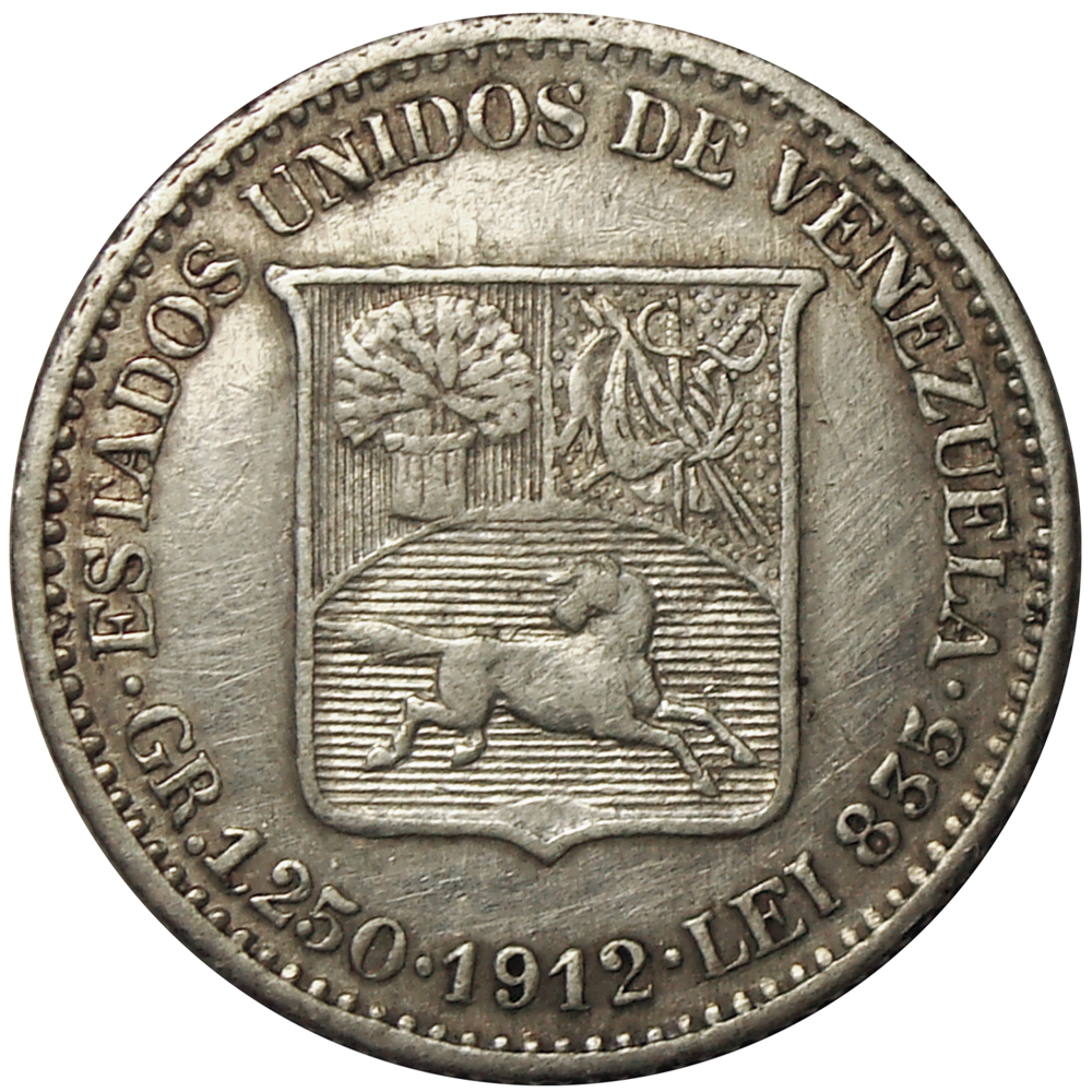 Moneda 25 Céntimos 1912 Medio - ¼ Bolívar - Numisfila