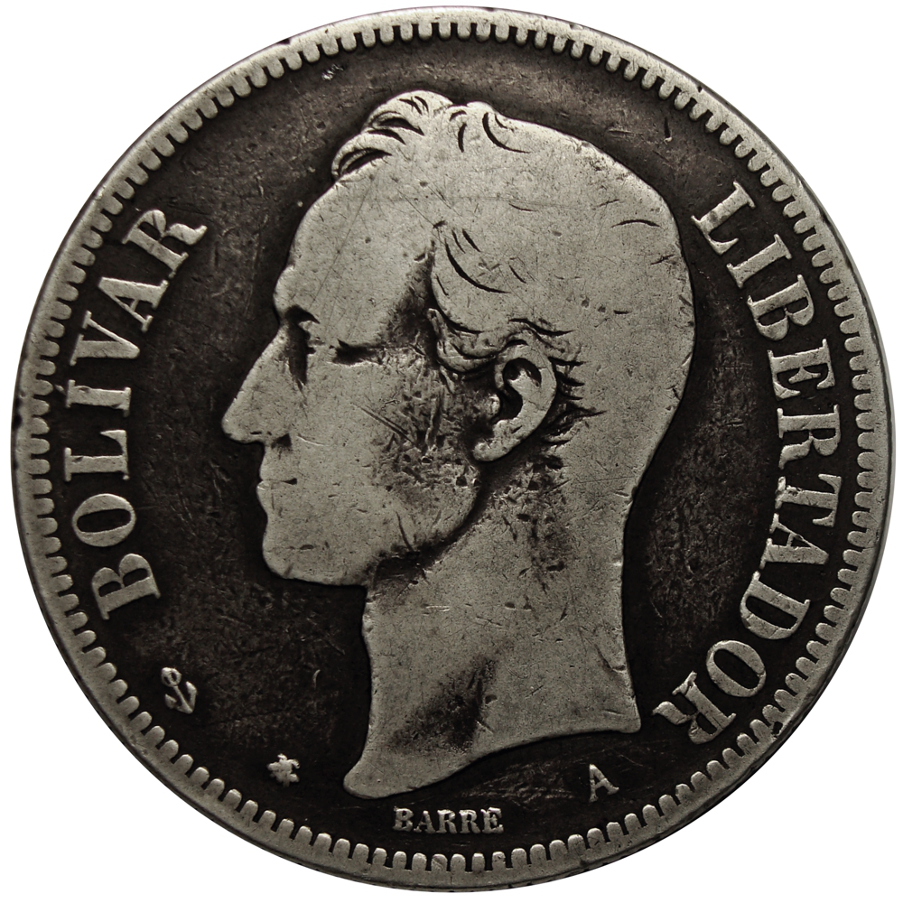 Venezolano 1876 - Popularmente 1er Fuerte Moneda de Plata   - Numisfila