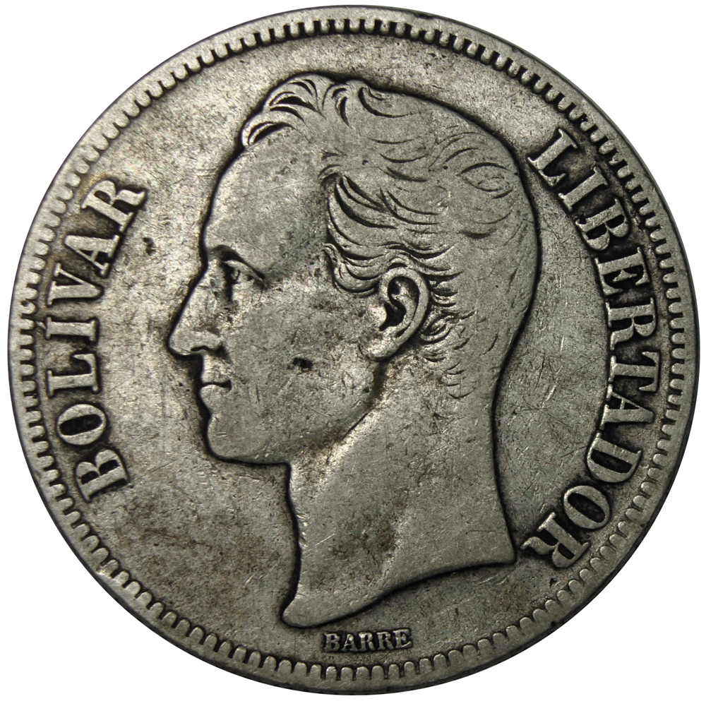 Fuerte Moneda de Plata 5 Bolívares 1879  - Numisfila