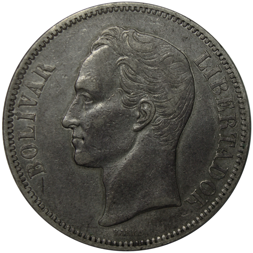 Moneda 5 Bolívares Fuerte 1902 Fecha Ancha  - Numisfila