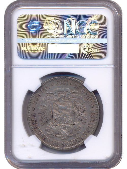 Moneda de Plata 5 Bolívares Fuerte 1919 NGC AU 50  - Numisfila