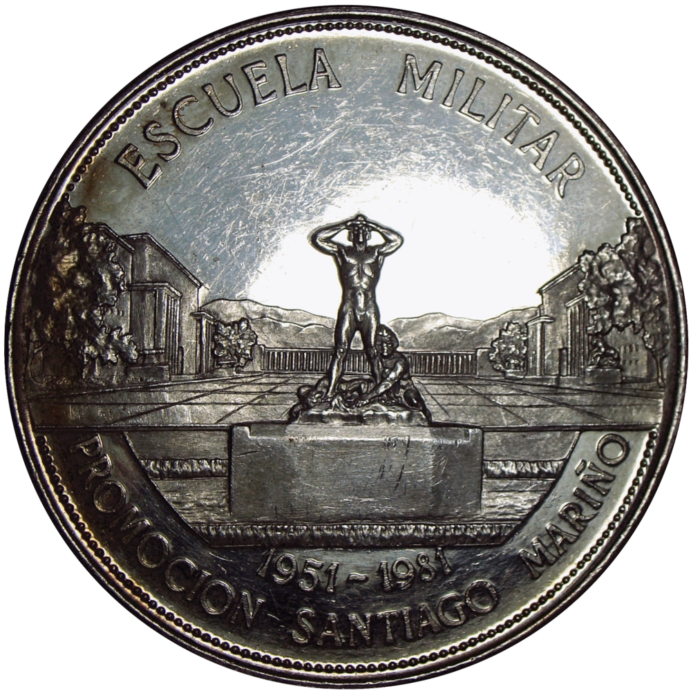 Gran Medalla de Plata Escuela Militar La Planicie 1981 Promoción Santiago Mariño - Numisfila