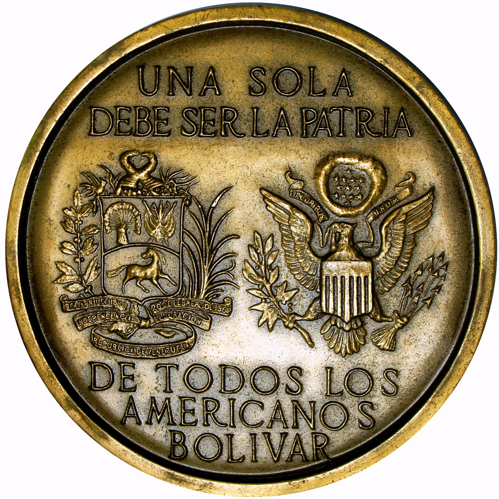 Medalla Inauguración Estatua Bolívar en Washington 1958  - Numisfila
