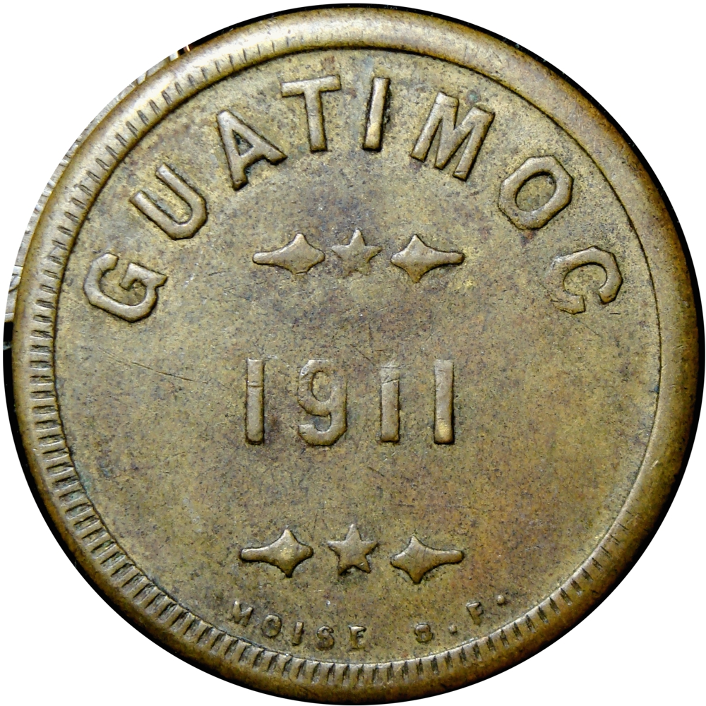 México Ficha de Latón Guatimoc Café 1911  - Numisfila