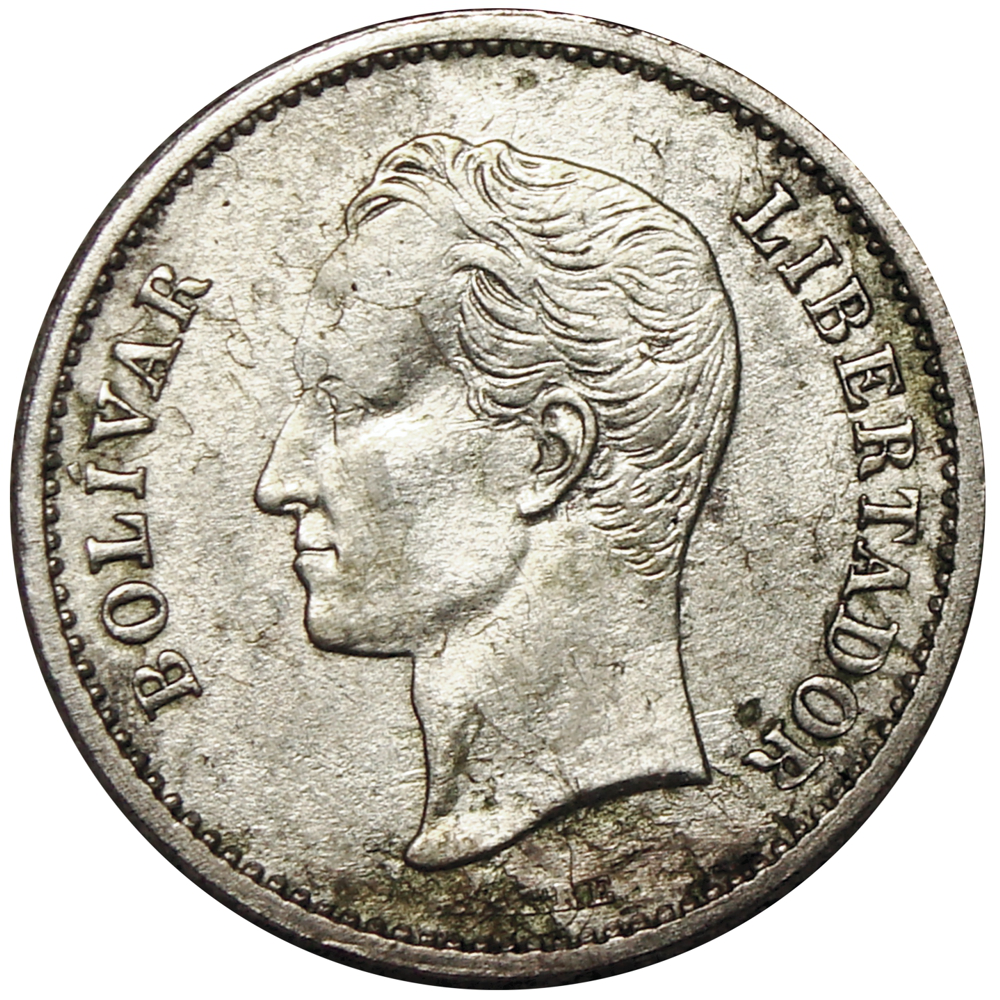 Moneda 25 Céntimos 1921 ¼ de Bolívar - Medio de Plata  - Numisfila
