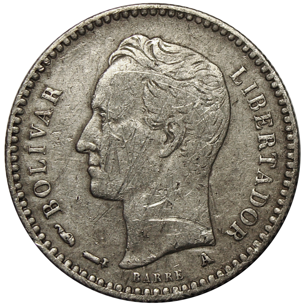 50 Céntimos 1893 Angosta Moneda de Plata ½ Bolívar - Real  - Numisfila