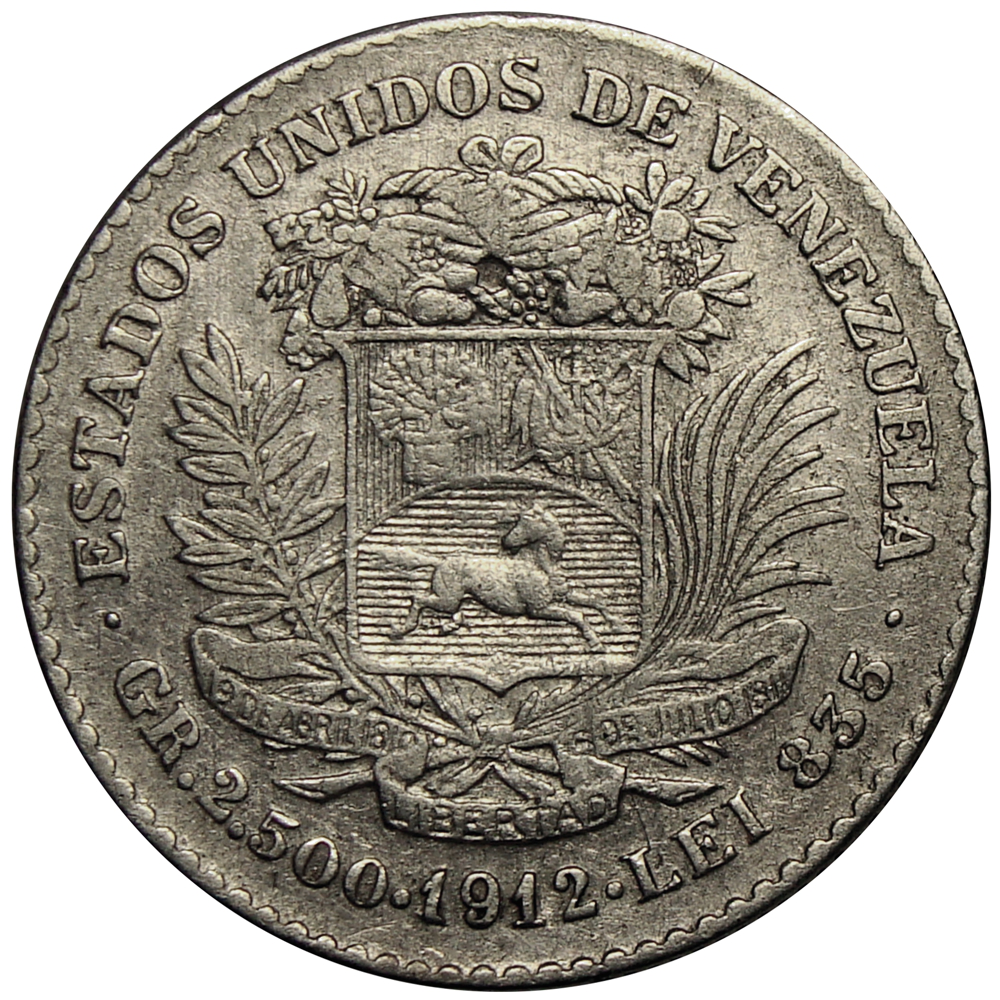 Moneda 50 Céntimos 1912 Real - ½ Bolívar  - Numisfila
