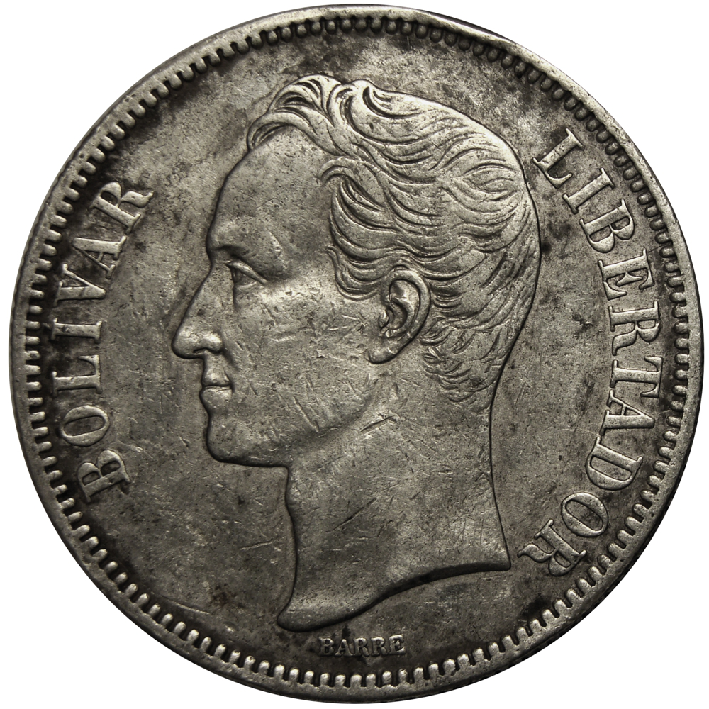 Moneda de Plata 5 Bolívares Fuerte 1889  - Numisfila