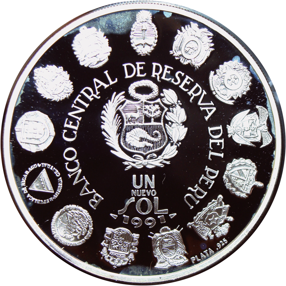 Moneda Perú Un Nuevo Sol 1991 Encuentro de Dos Mundos  - Numisfila