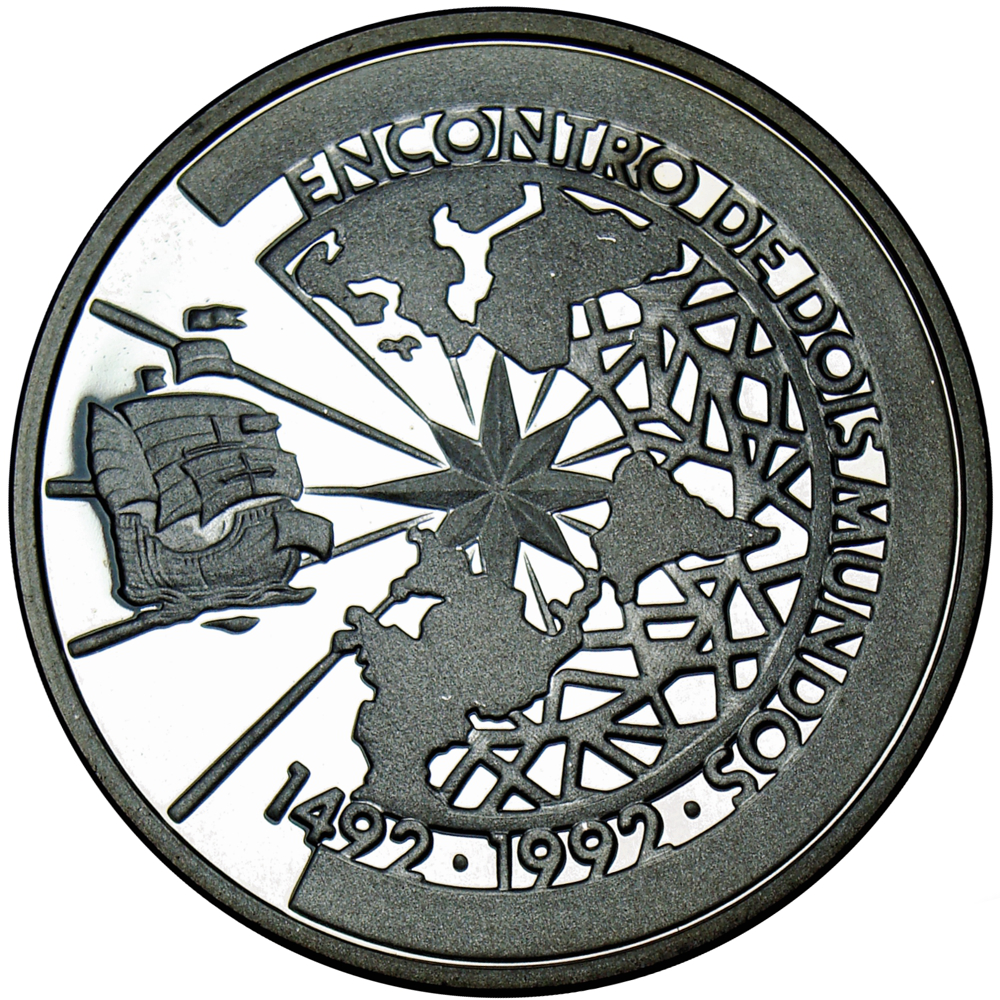 Moneda de Plata Brasil 500 Cruzeiros 1991 Encuentro Dos Mundos - Numisfila