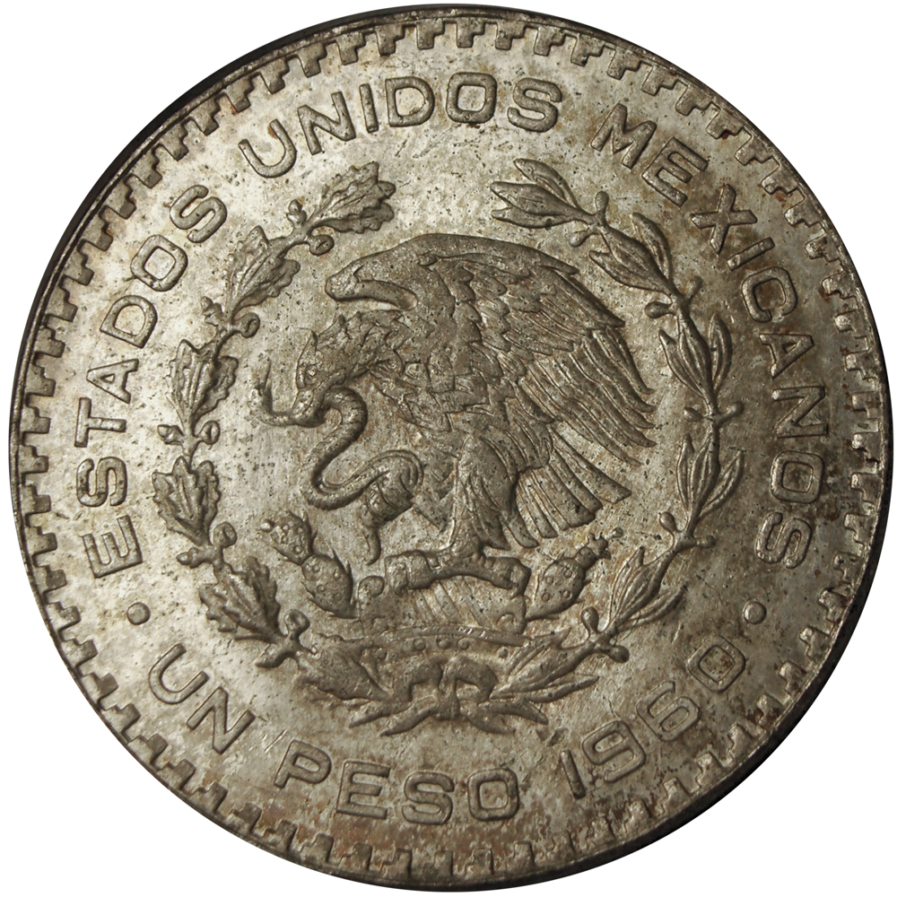 Moneda de Plata México 1 Peso 1960 José Morelos   - Numisfila