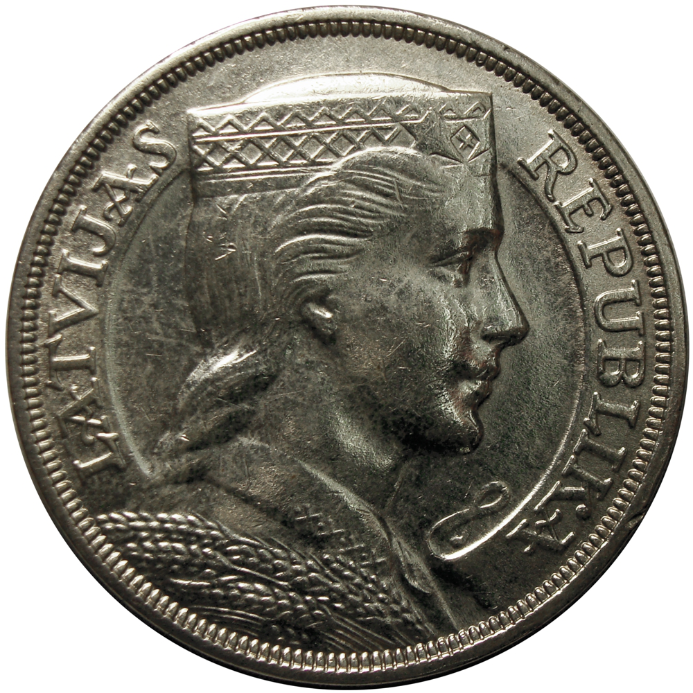 Moneda de Plata Letonia 5 Lati 1931 Milda  - Numisfila