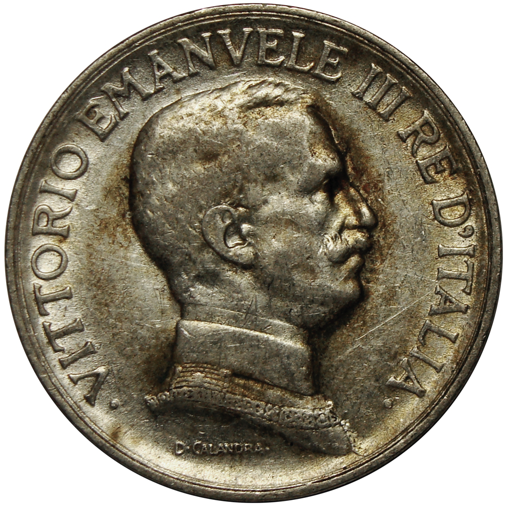 Moneda de Plata Italia 1 Lira 1917 Vittorio Emanuele III - Numisfila