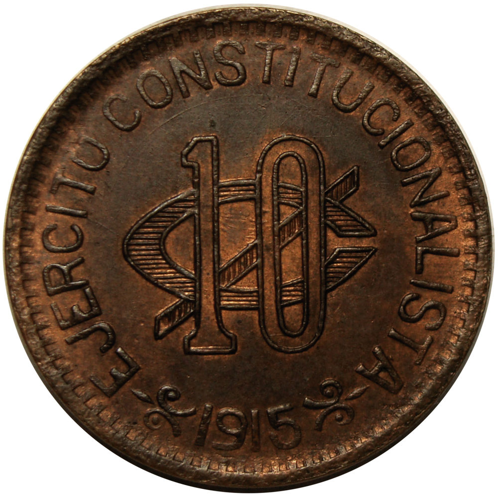 Moneda México 10 Centavos 1915 Ejército Constitucionalista  - Numisfila