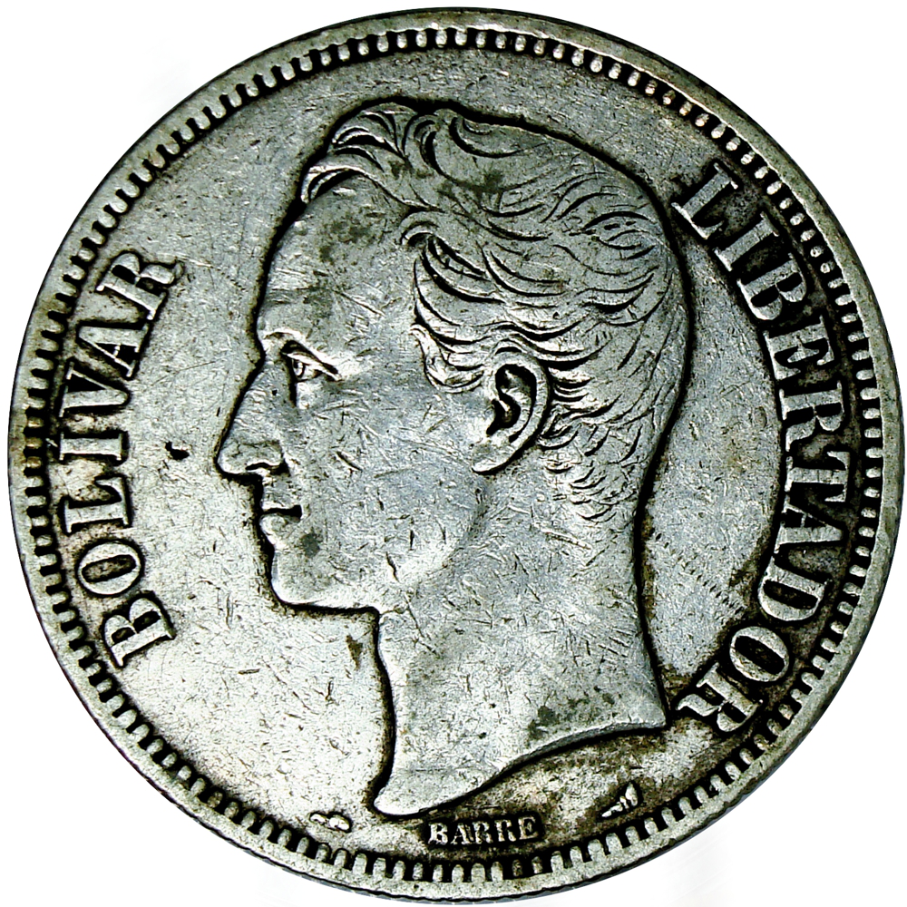 Moneda 5 Bolívares Fuerte de Plata 1900  - Numisfila