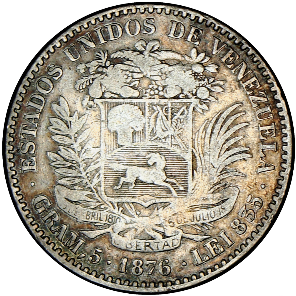 Venezuela Moneda 20 Centavos 1876 Peseta - Bolívar - Numisfila