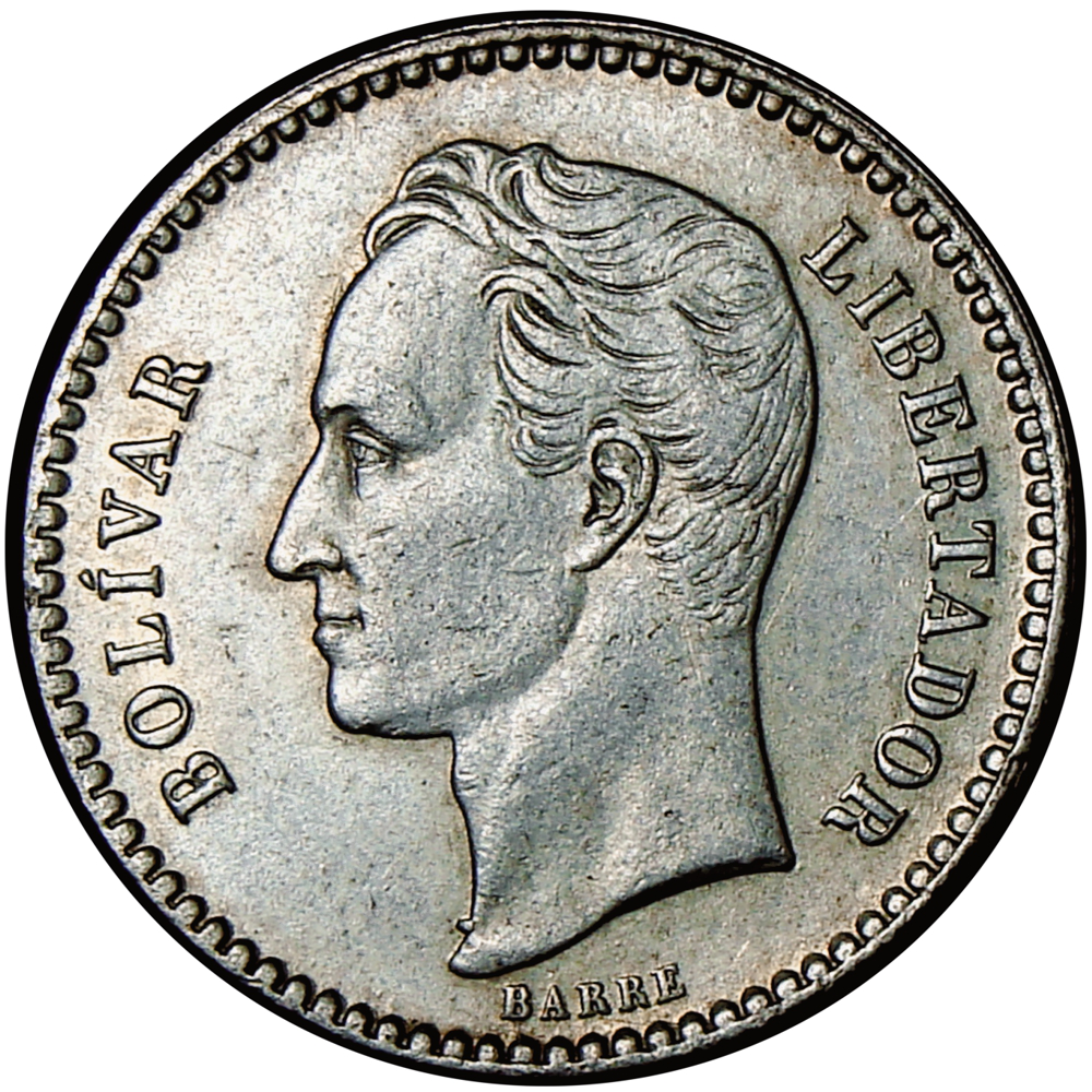 50 Céntimos 1886 2do "8" Bajo Moneda de Plata ½ Bolivar - Real  - Numisfila