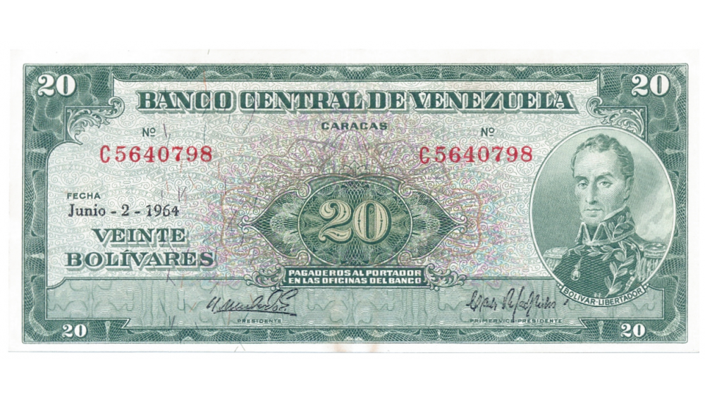 Billete 20 Bolívares 1964 C7 Serial C5640798   - Numisfila