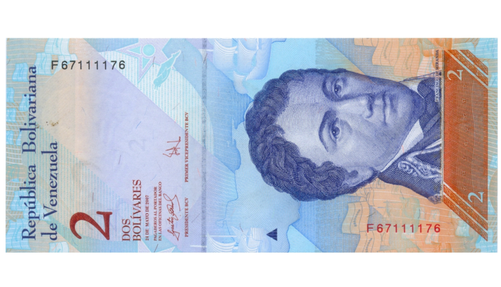 Billete 2 Bolívares Mayo 2007 F8 Capicúa F67111176 - Numisfila