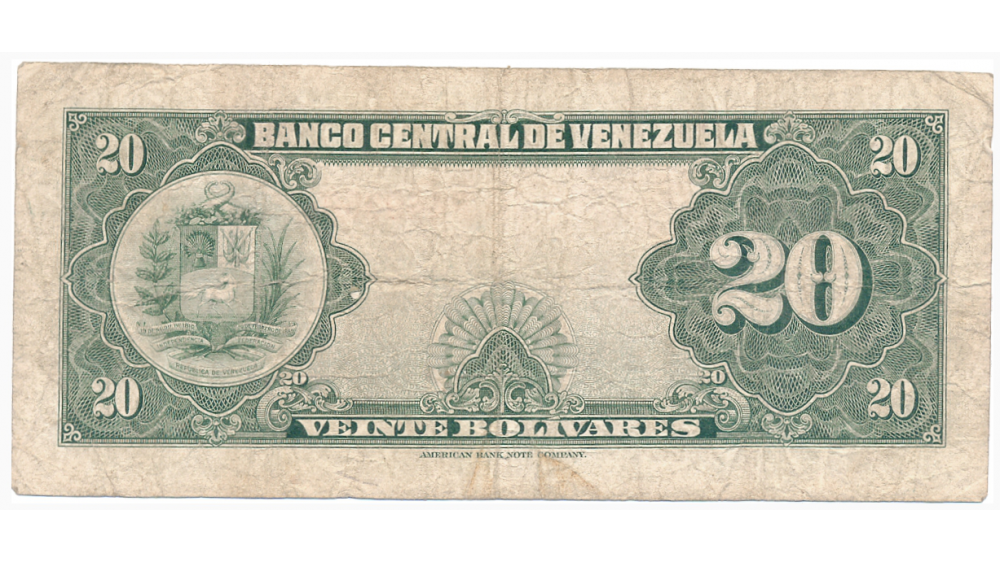 Billete 20 Bolívares 1956 P6 Serial P449850  - Numisfila