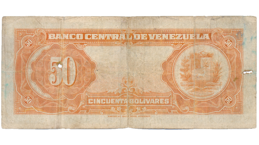 Billete 50 Bolívares Marzo 1948 A7 Serial A2442733  - Numisfila