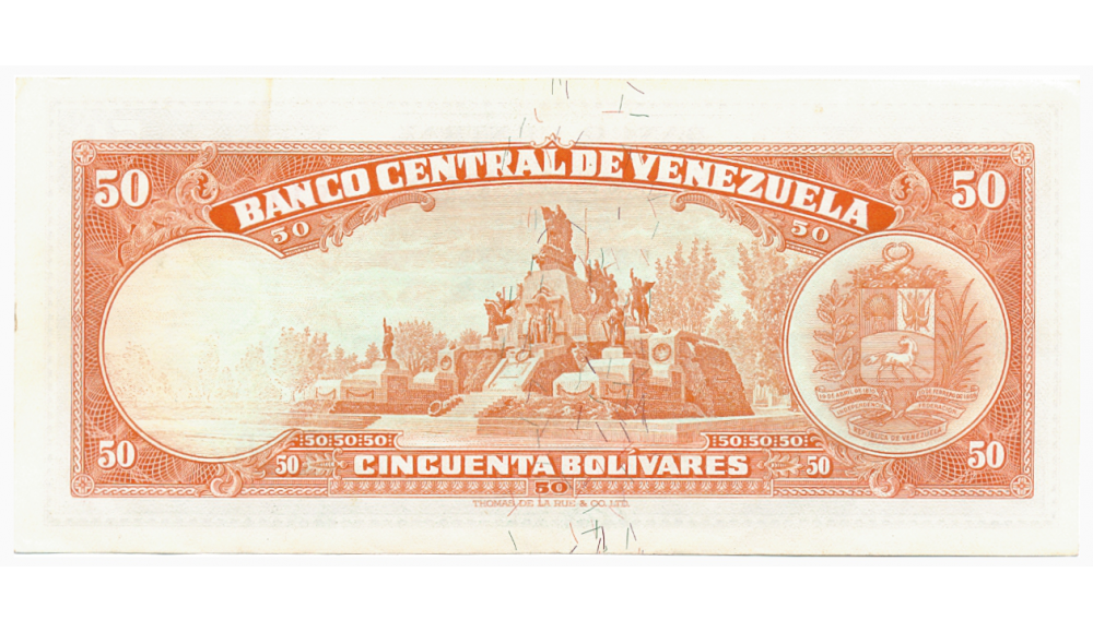 Billete 50 Bolívares 1970 S7 Serial S1121358  - Numisfila