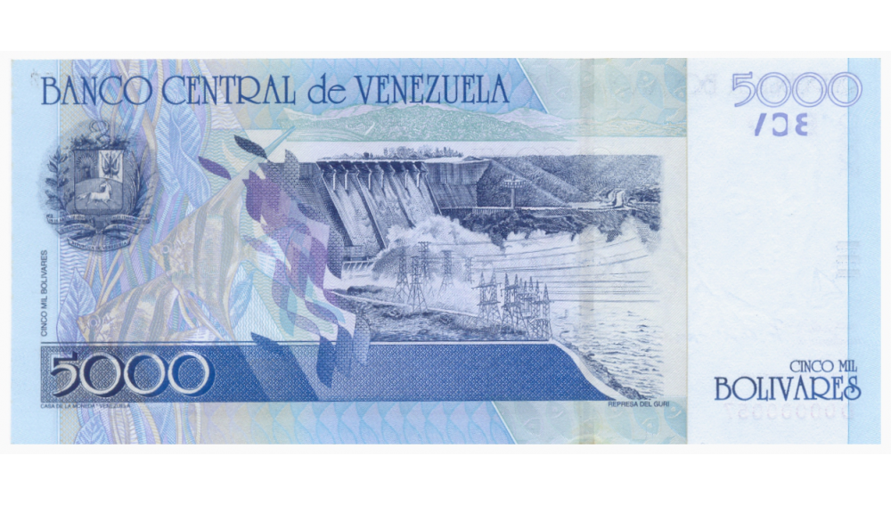 Billete 5000 Bolívares 2004 D8 Serial Bajo D00000057  - Numisfila