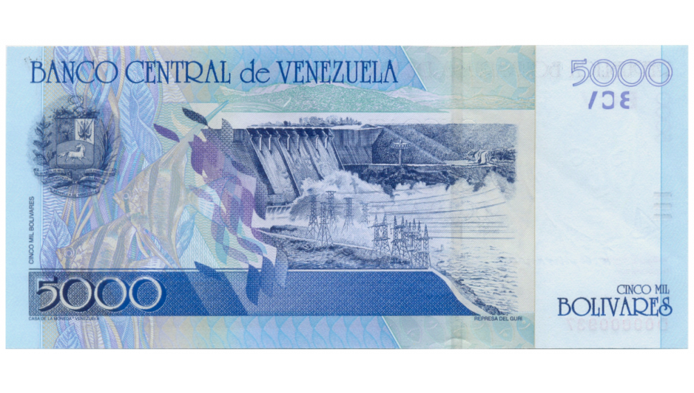 Billete 5000 Bolívares 2004 D8 Serial Bajo D00000937  - Numisfila
