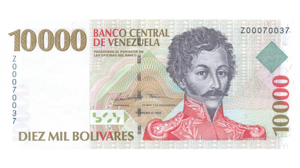 Billete Reposición 10000 Bolívares 1998 Z8 Serial Z00070037 - Numisfila