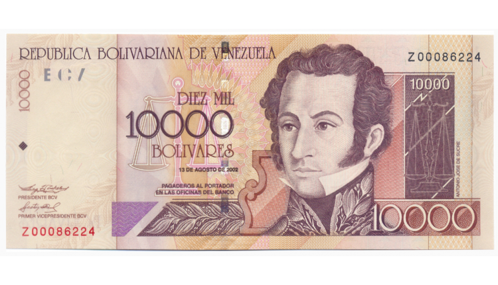 Billete Reposición 10000 Bolívares 2002 Z8 Serial Z00086224  - Numisfila