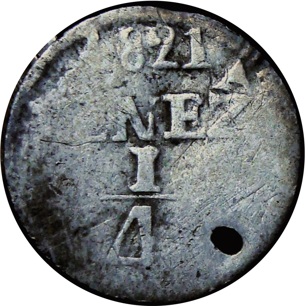 Gran Colombia Moneda de Plata ¼ de Real 1821 con 8 Rayos Largos y 16 Rayos Cortos - Numisfila