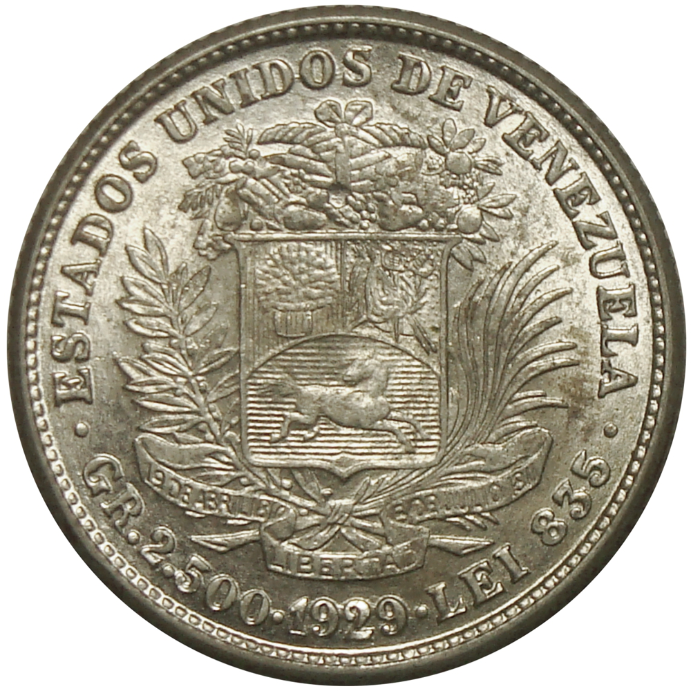 Real Moneda de Plata 50 Céntimos 1929 - ½ Bolívar - Numisfila