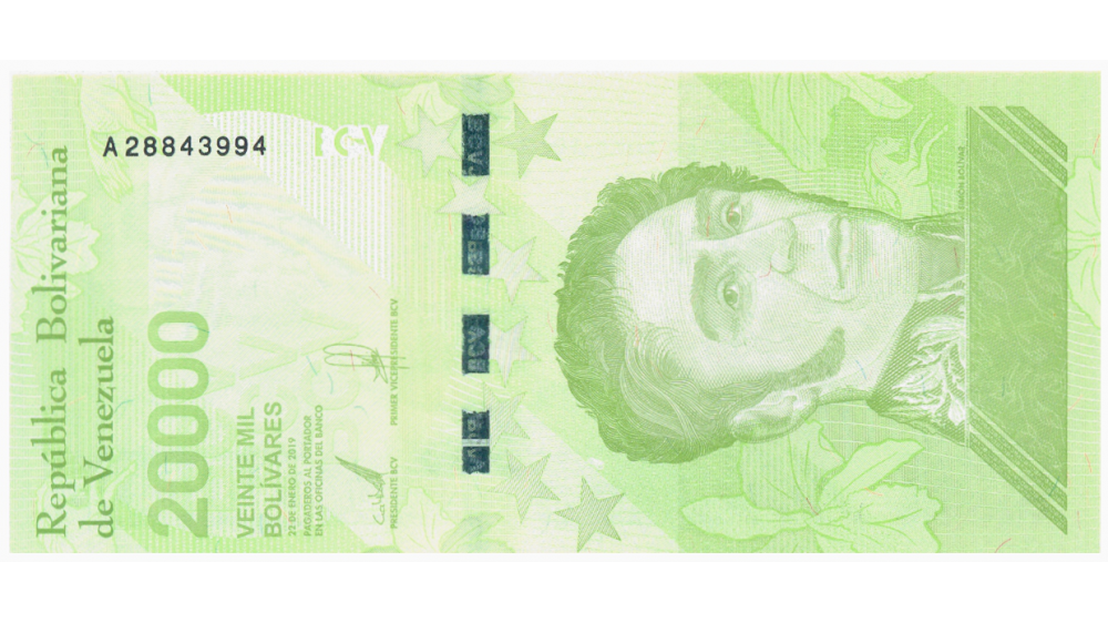 Error Billete 20.000 Bolívares 2019 A8 Sin Un Serial A28843994 - Numisfila
