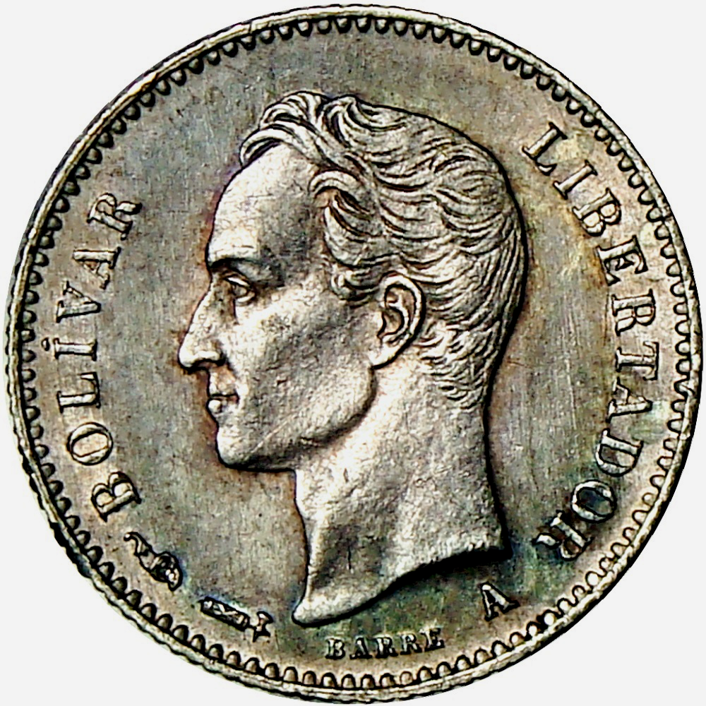 Medio Moneda de Plata 25 Céntimos 1894 - ¼ de Bolívar   - Numisfila