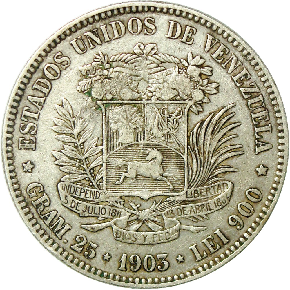 Moneda de Plata 5 Bolívares - Fuerte 1903  - Numisfila