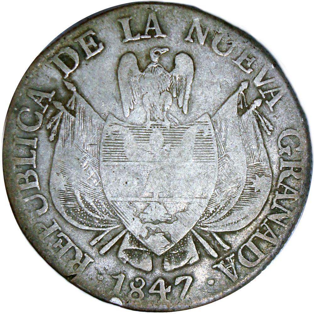 Moneda de Plata Colombia Nueva Granada 10 Reales 1847 - Numisfila
