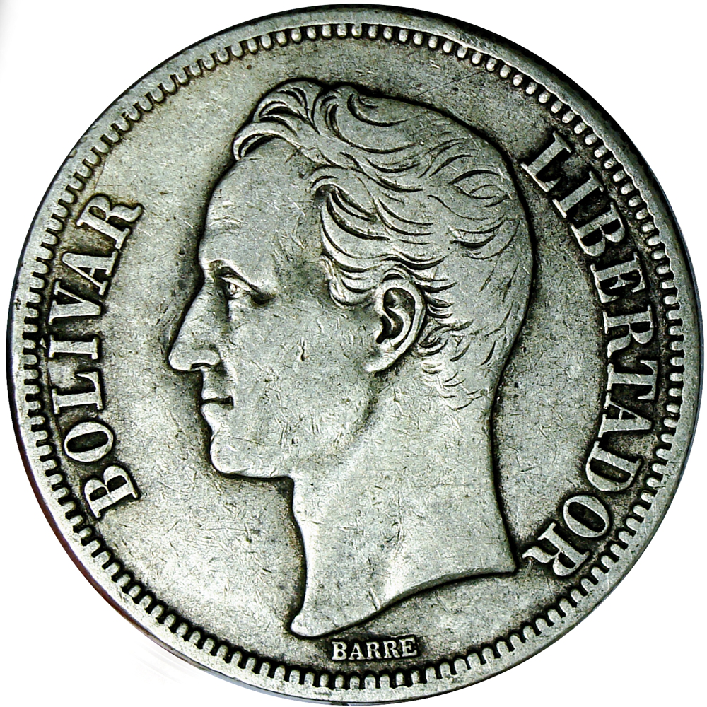 Moneda de Plata 5 Bolívares 1924 Fuerte  - Numisfila