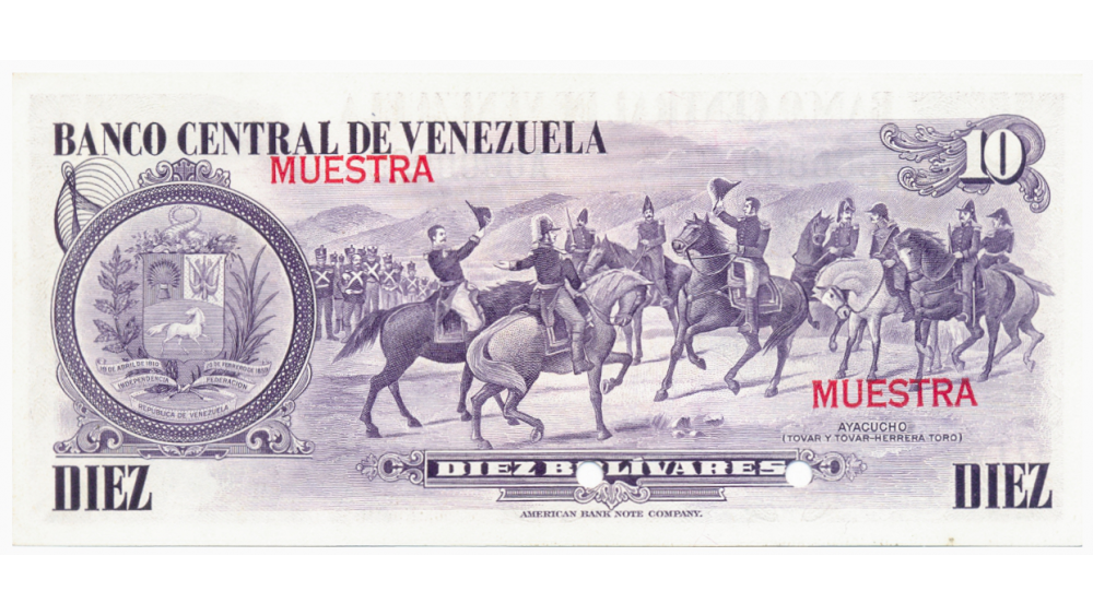 Billete Muestra 10 Bolívares 1980 Serial A0000000  - Numisfila
