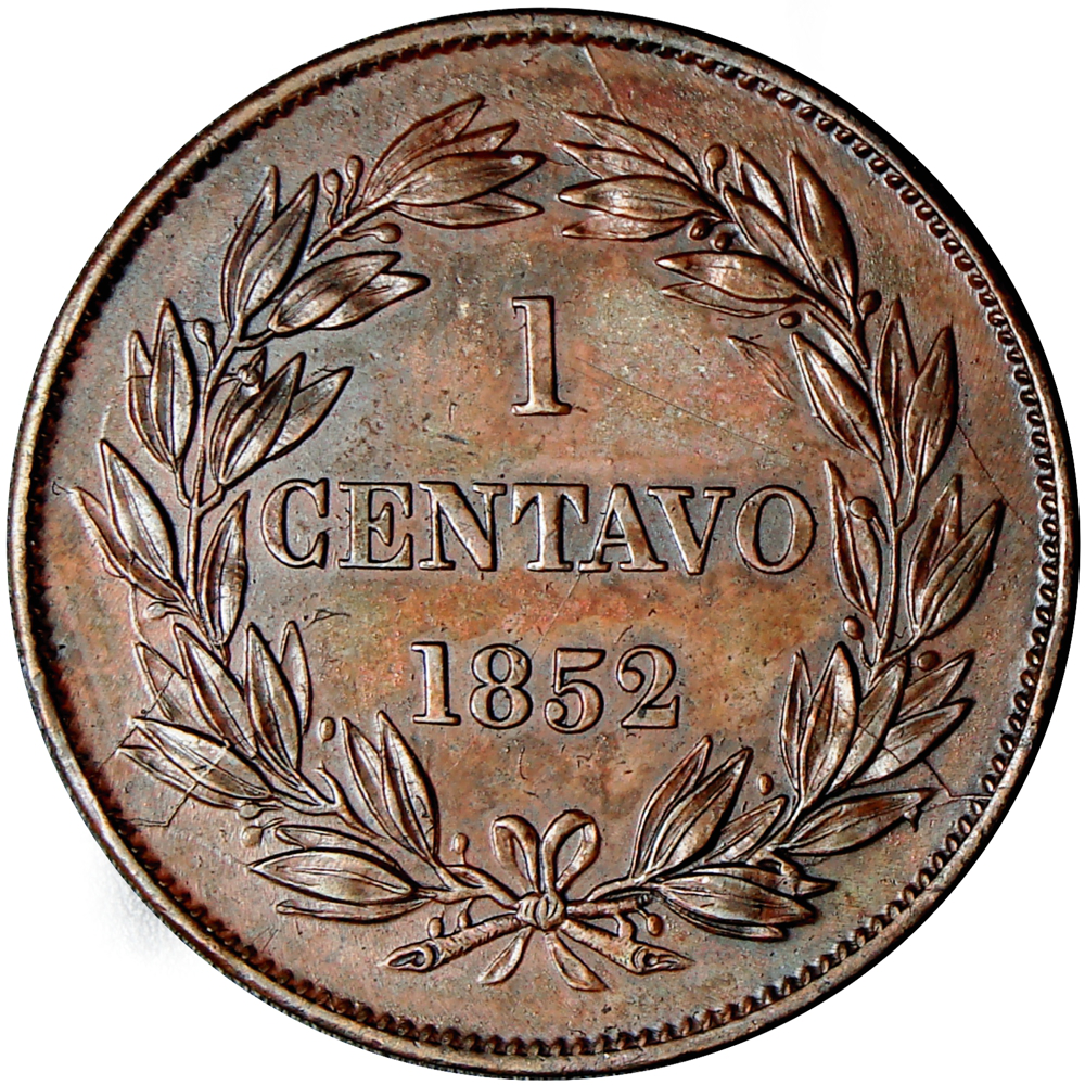 Moneda Centavo Monaguero 1852 Libertad No Heaton 30.5 mm  - Numisfila