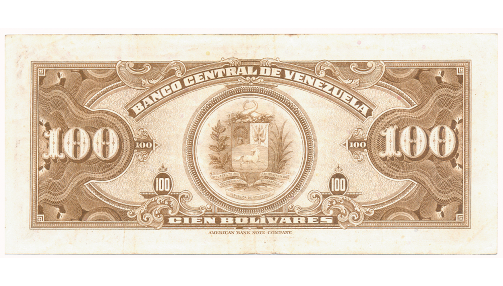 Billete 100 Bolívares Mayo 1956 F7 Serial F1605372  - Numisfila